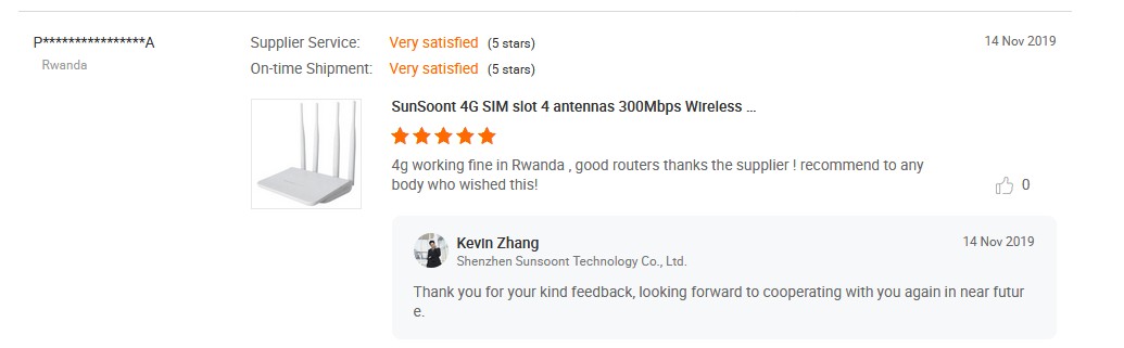 Good comments from SunSoont client