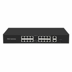 POE Switch with 16 100Mbps POE ports and 2 Gigabit RJ45 and 1 SFP Uplink